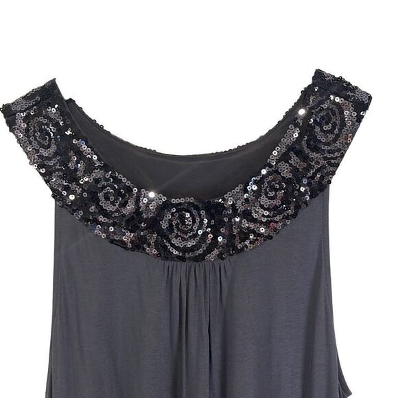 Express Women's Midi Shift‎ Dress Sequin Detail Side Pocket Medium Charcoal Gray - Picture 2 of 9